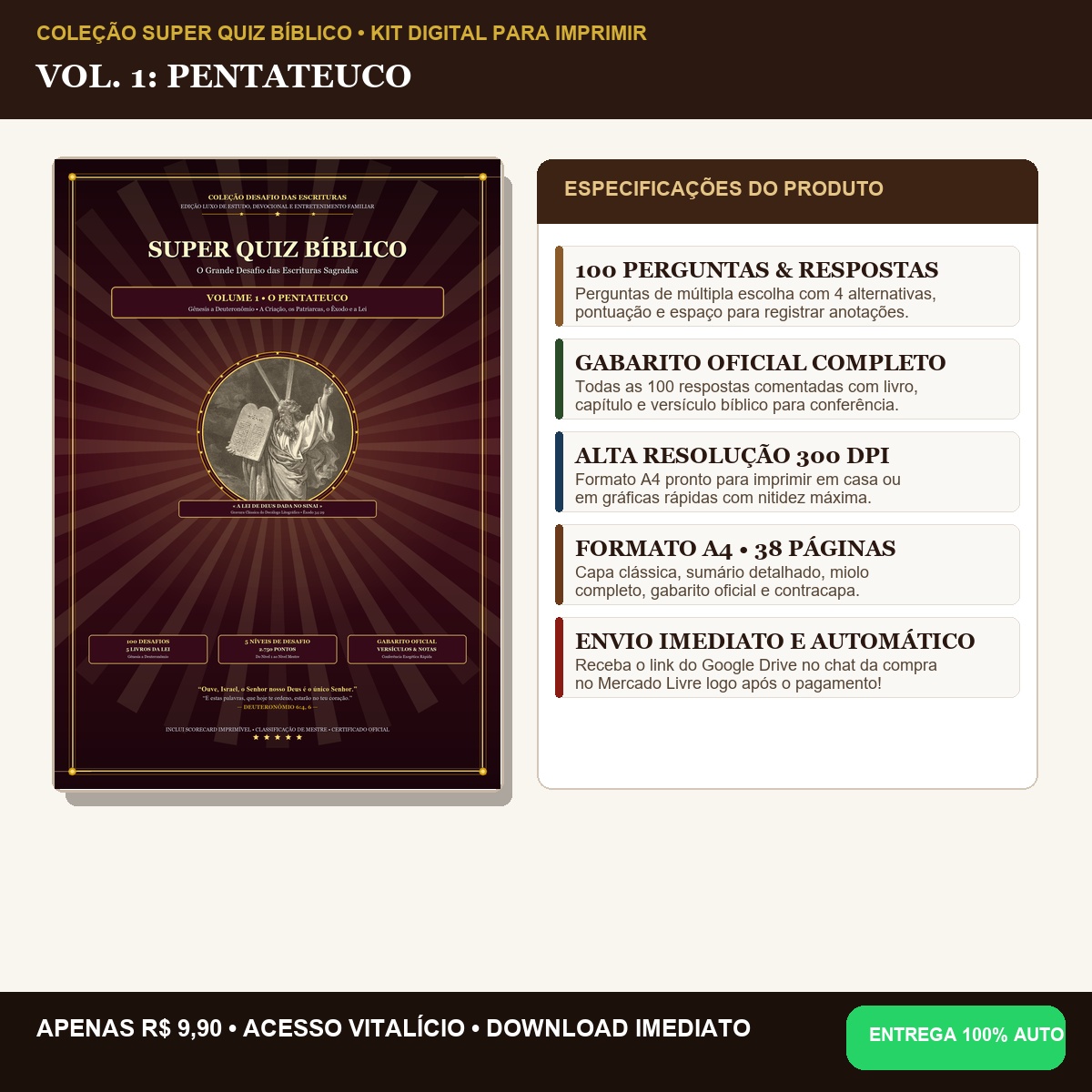 Super Quiz Bíblico — Volume 01: O Pentateuco (100 Perguntas Comentadas)