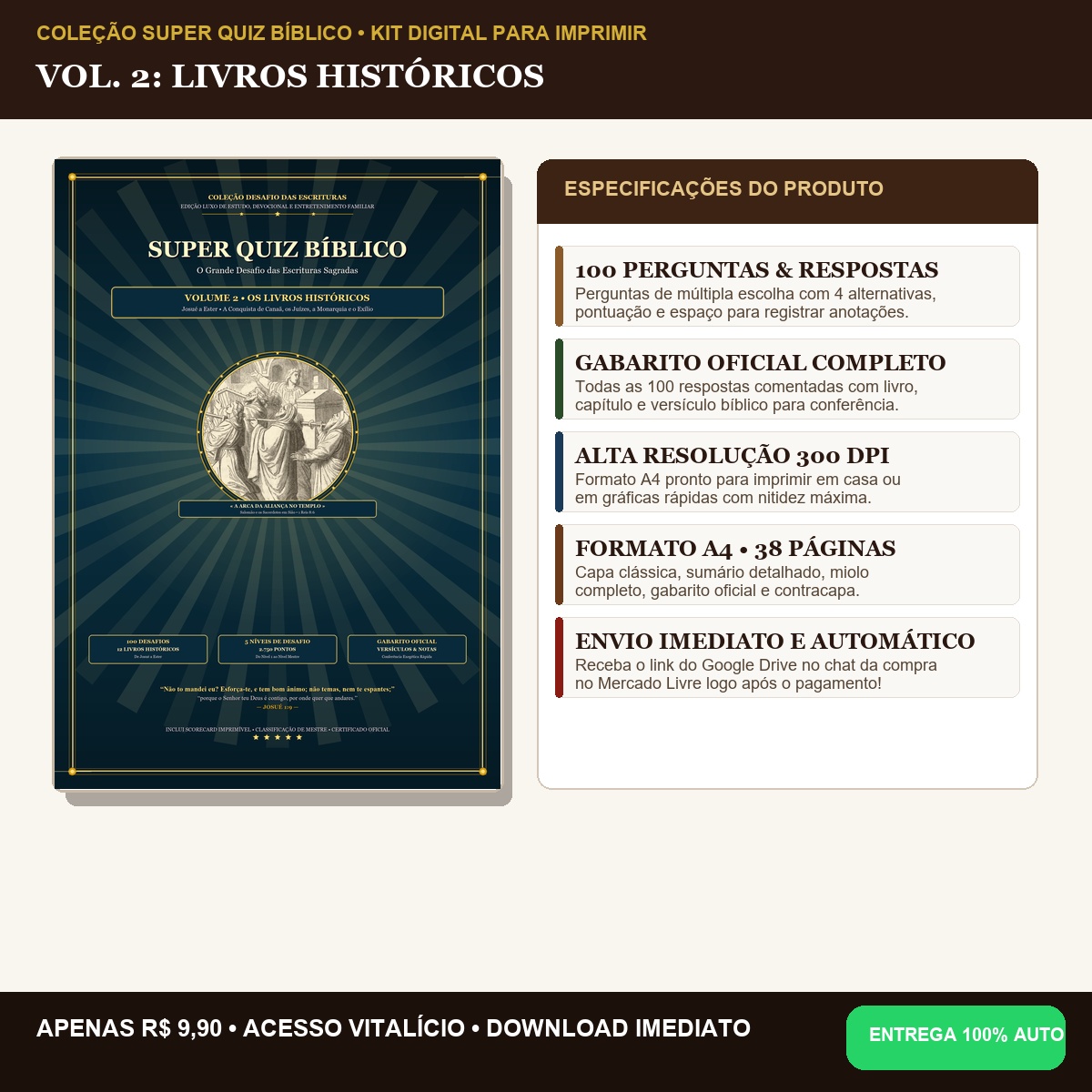 Super Quiz Bíblico — Volume 02: Livros Históricos (100 Perguntas Comentadas)