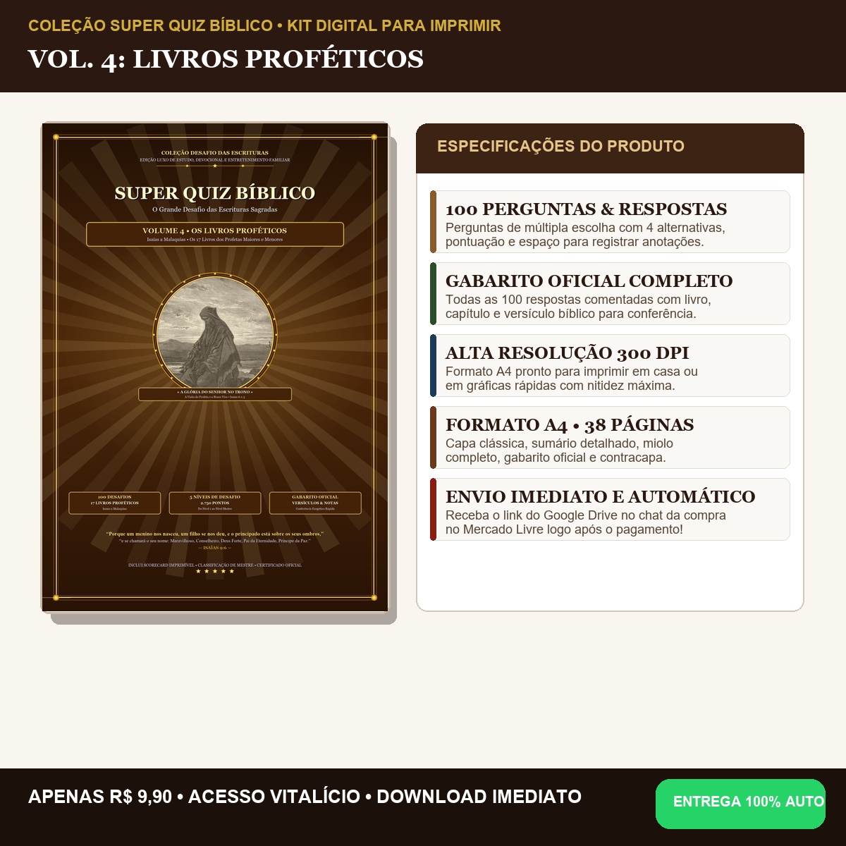 Super Quiz Bíblico — Volume 04: Livros Proféticos (100 Perguntas Comentadas)