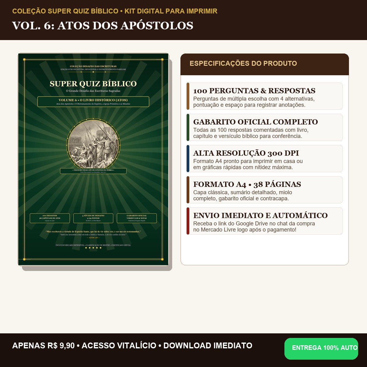 Super Quiz Bíblico — Volume 06: Atos dos Apóstolos (100 Perguntas Comentadas)
