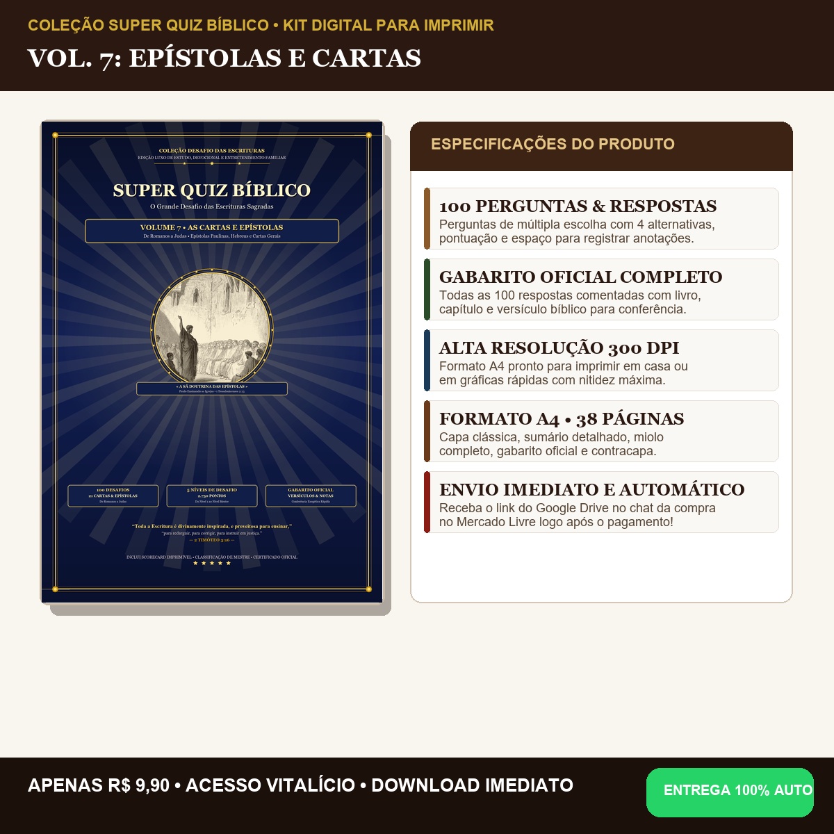 Super Quiz Bíblico — Volume 07: As Epístolas (100 Perguntas Comentadas)